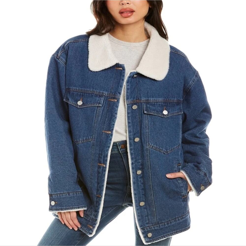 PASCALE LA MODE Teddy Lined Oversized Denim Jacket -Medium